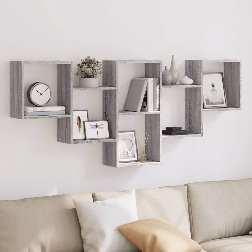 Berkfield Home Wall Mounted Shelf in Grey Sonoma, W: 159 cm, D: 18 cm, H: 66 cm – 2