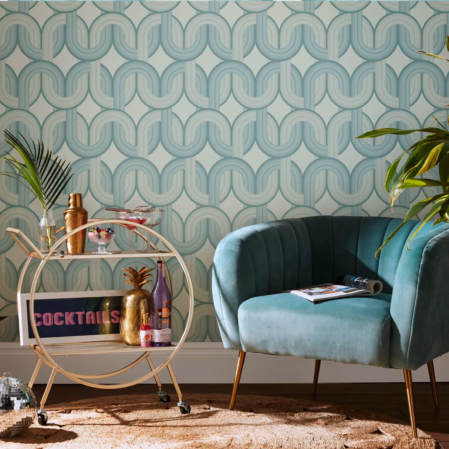 Envy Blue Horizon Geometric Abstract Wallpaper in Blue and Green, W/H: 52 cm x 1000 cm – 2
