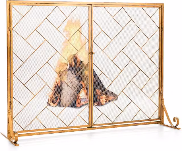 Costway Gold Fireplace Screen