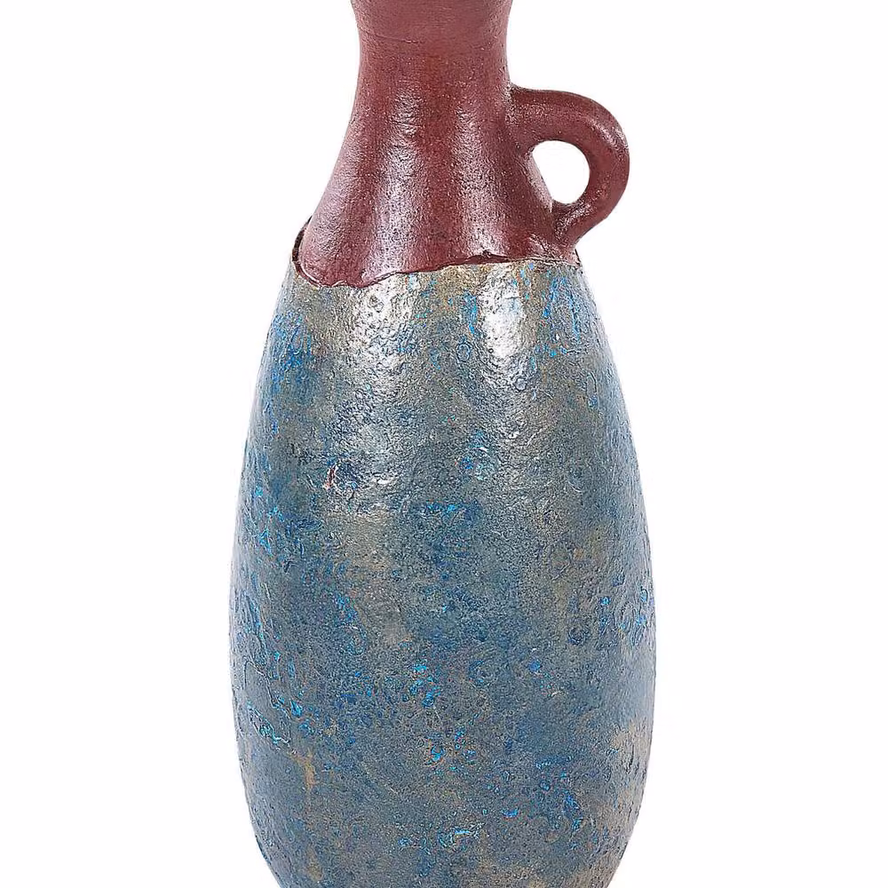 Wyld and Coco Handmade Ceramic Terracotta Vase in Blue and Brown, Height: 50 cm – 2