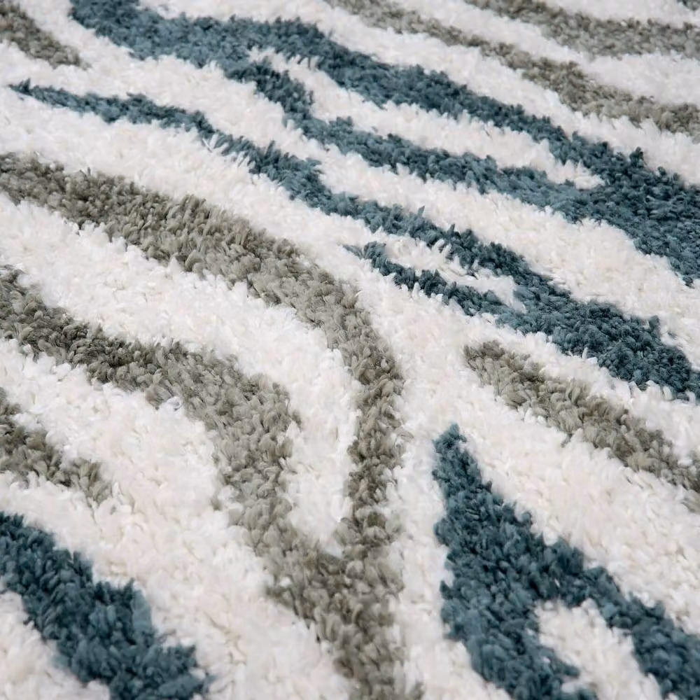 THE RUGS Moodi Abstract Design Shaggy Soft High Pile Living Room Rug in Green, W: 160 cm, L: 230 cm – 3