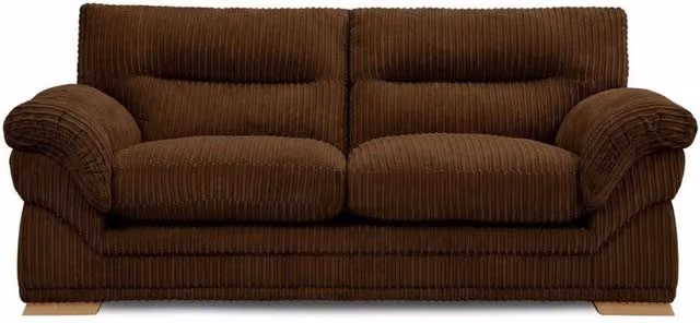 SOFASELECTION UK Amalfi 3 Seater Claude Modern Plush Cord Fabric Sofa in Brown