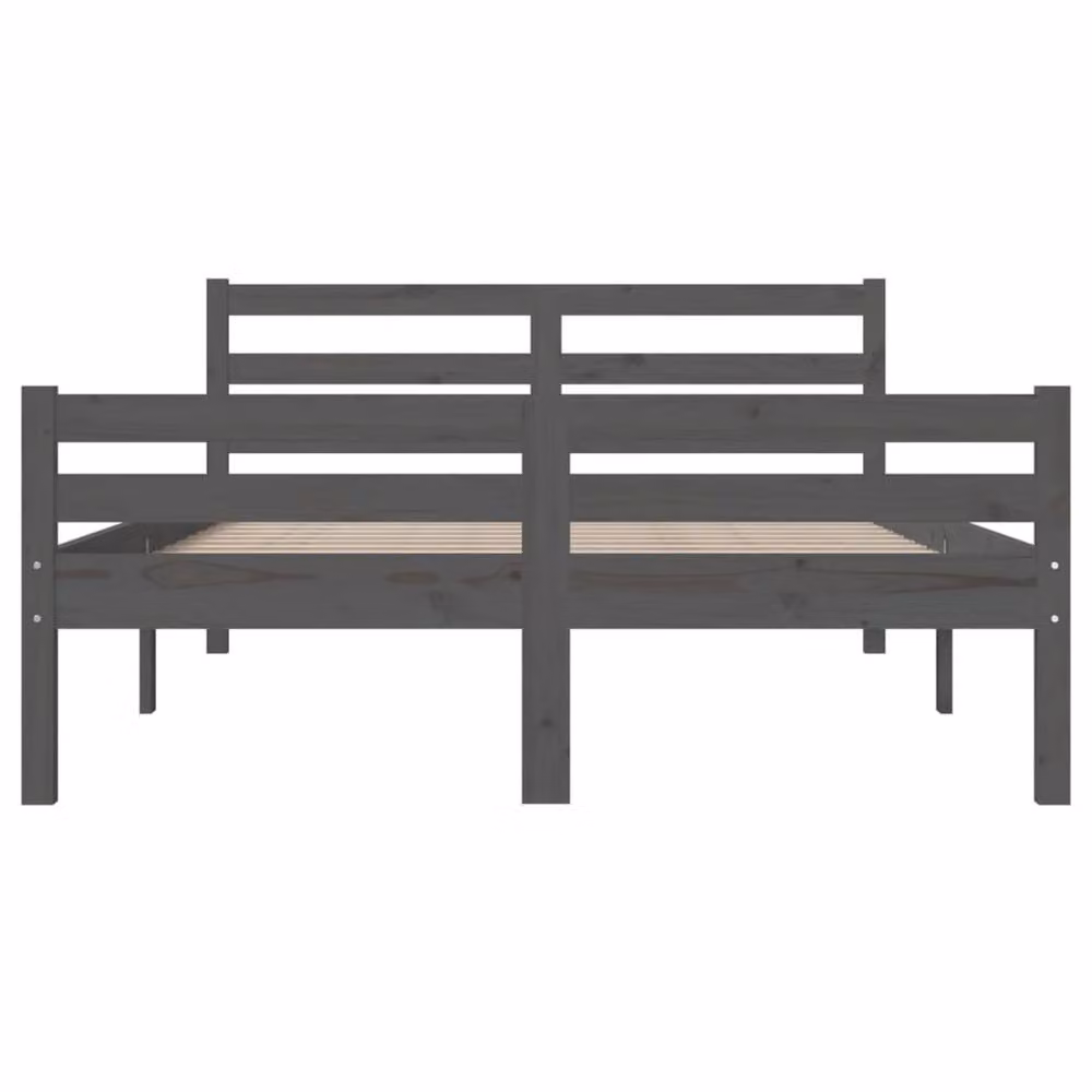 Berkfield Home Beautiful Grey Solid Pine Wood Bed Frame W/D/H: 205.5 x 140 x 69.5 cm – 3
