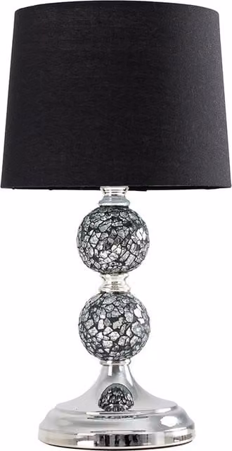 ValueLights Harmony Mosaic Crackle Table Lamp in Black and Chrome