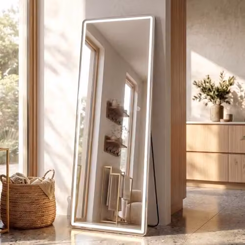 Yezi Full Length LED Dressing Mirror with 3 Colour Touch Lighting in White, H 165 x W 60 cm – 5