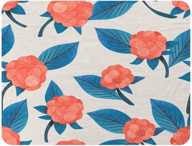 Benjamin Tate Design Watercolour Floral Pattern Fleece Blanket in Blue, Beige and Multicolour, W/D/H: 120 x 150 cm – 2