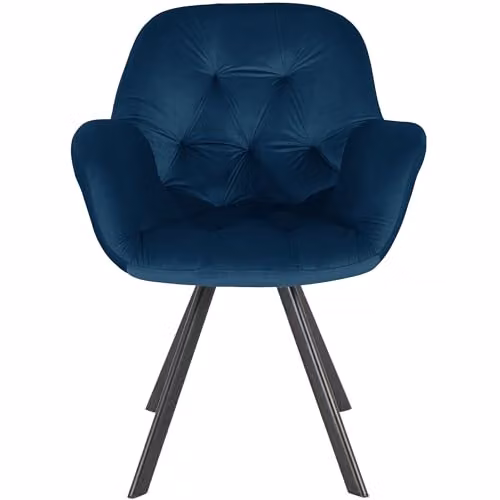 Dorel Home Furnishings Ellie Dining Chair Set of 2, Blue Velvet Upholstered, W: 66 cm, D: 66 cm, H: 86 cm – 3