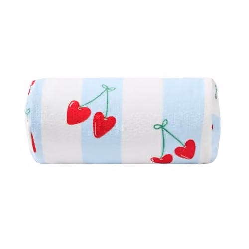 OHS Heart Cherries Inflatable Bolster Pillow with Removable Microfibre Cover in Blue and White – 1