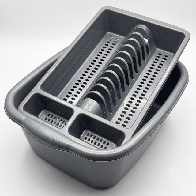 Storm Trading Group Silver Plastic Rectangular Cutlery Holder and Dish Drainer Rack