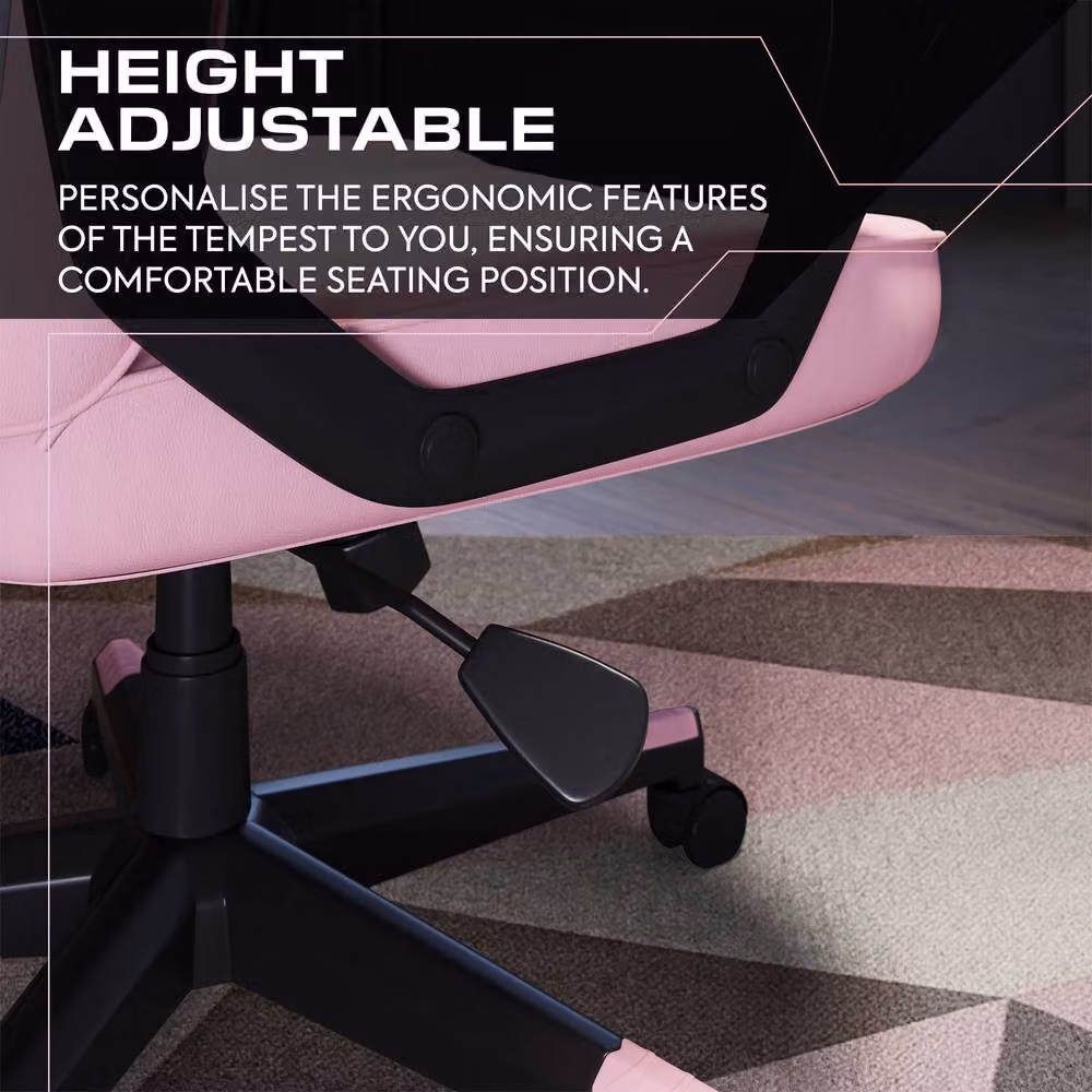 X Rocker Tempest Ergonomic Gaming Chair in Light Pink with Extra Wide Seat and Synthetic Leather Finish – 5