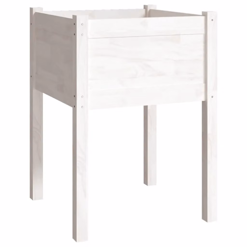 Berkfield White Wooden Raised Garden Planter, W/D/H: 50 x 50 x 70 cm – 2