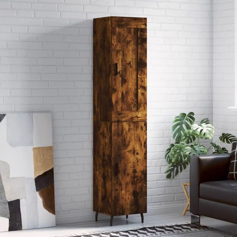 Berkfield Home Smoked Oak Highboard in Brown, W/D/H: 34.5 x 34.0 x 180.0 cm – 2