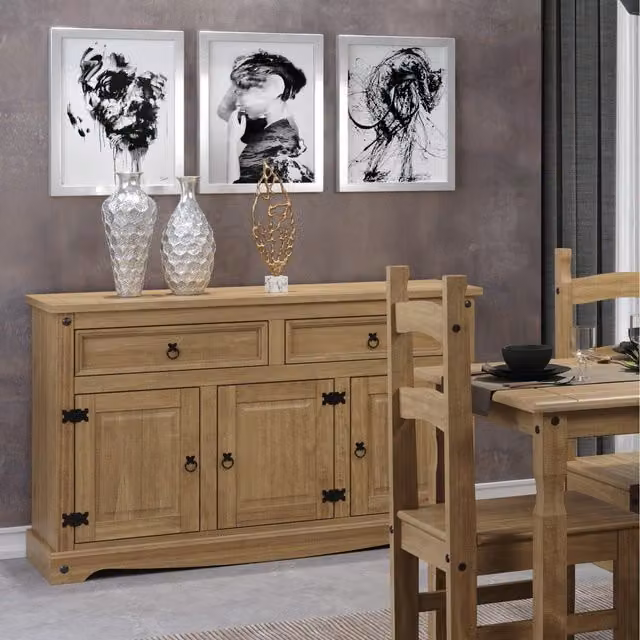 Core Products Corona Rustic Pine Sideboard with 3 Doors and 2 Drawers in Brown – 2