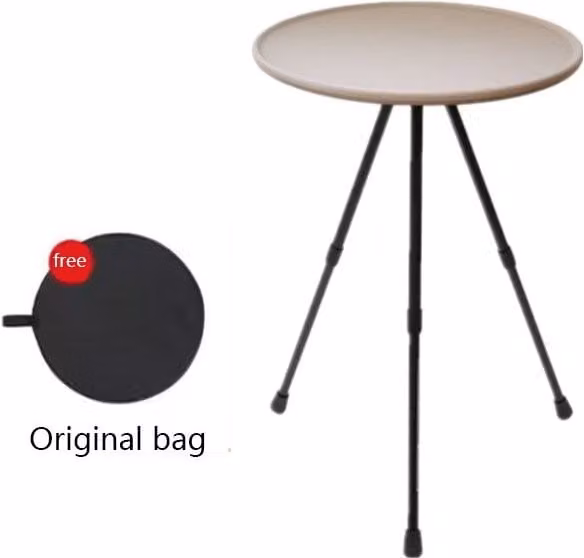 Leaper Height Adjustable Round Aluminium Portable Garden Table in Green and Beige
