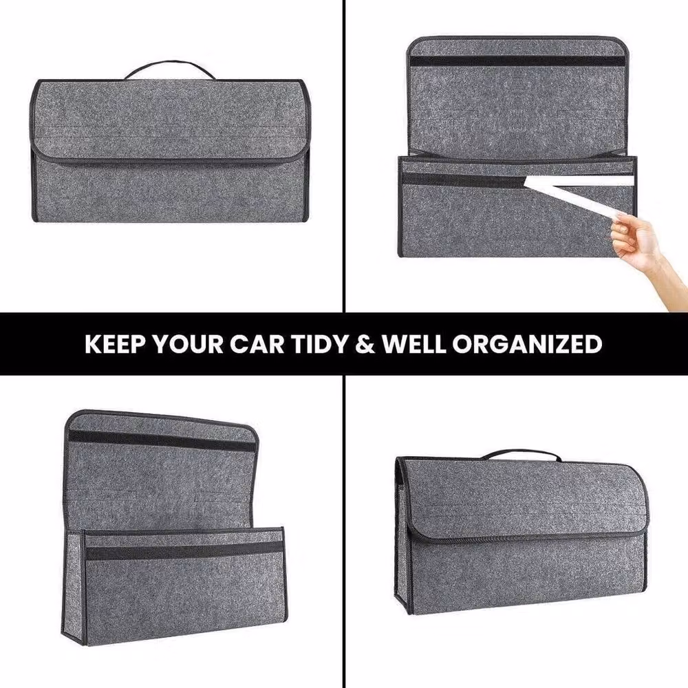 VOGREX Foldable Car Boot Storage Organiser in Grey – 3