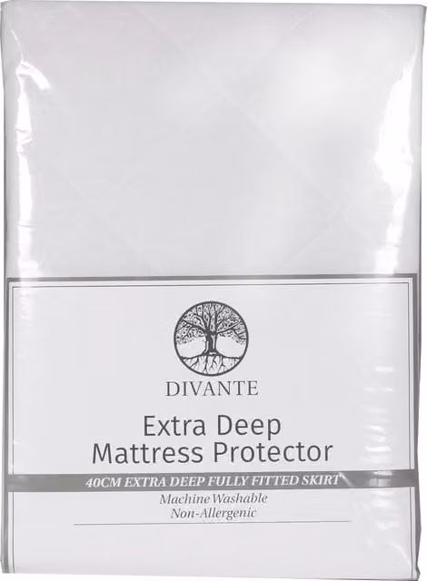 Divante Extra Deep King Size Cotton Mattress Protector in White, W/D/H: 180 x 200 x 40 cm