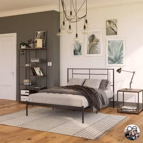 DHP Jensen Modern Metal Double Bed in Black, W/D/H: 140 x 200 cm – 1