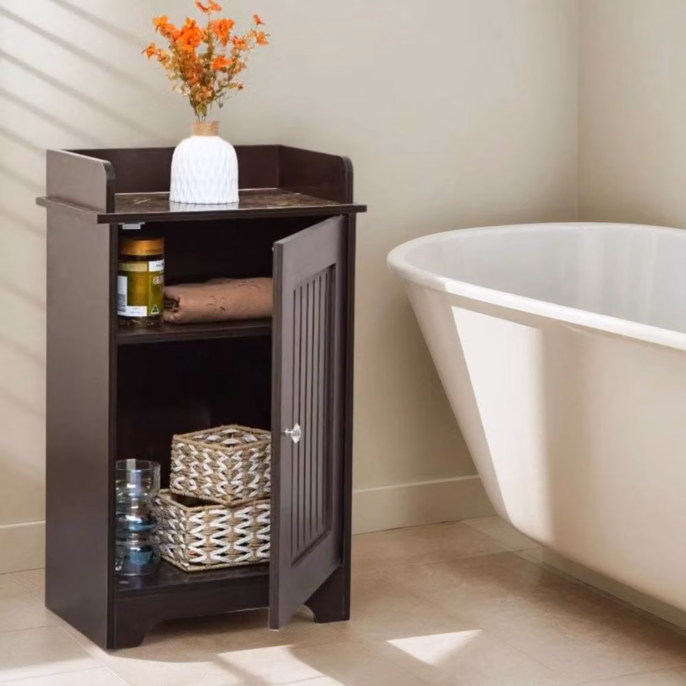 Havendro Modern Brown Wooden Bathroom Storage Shelf with Hinged Doors and Internal Shelves W/D/H: 29.0 x 45.0 x 78.5 cm – 5