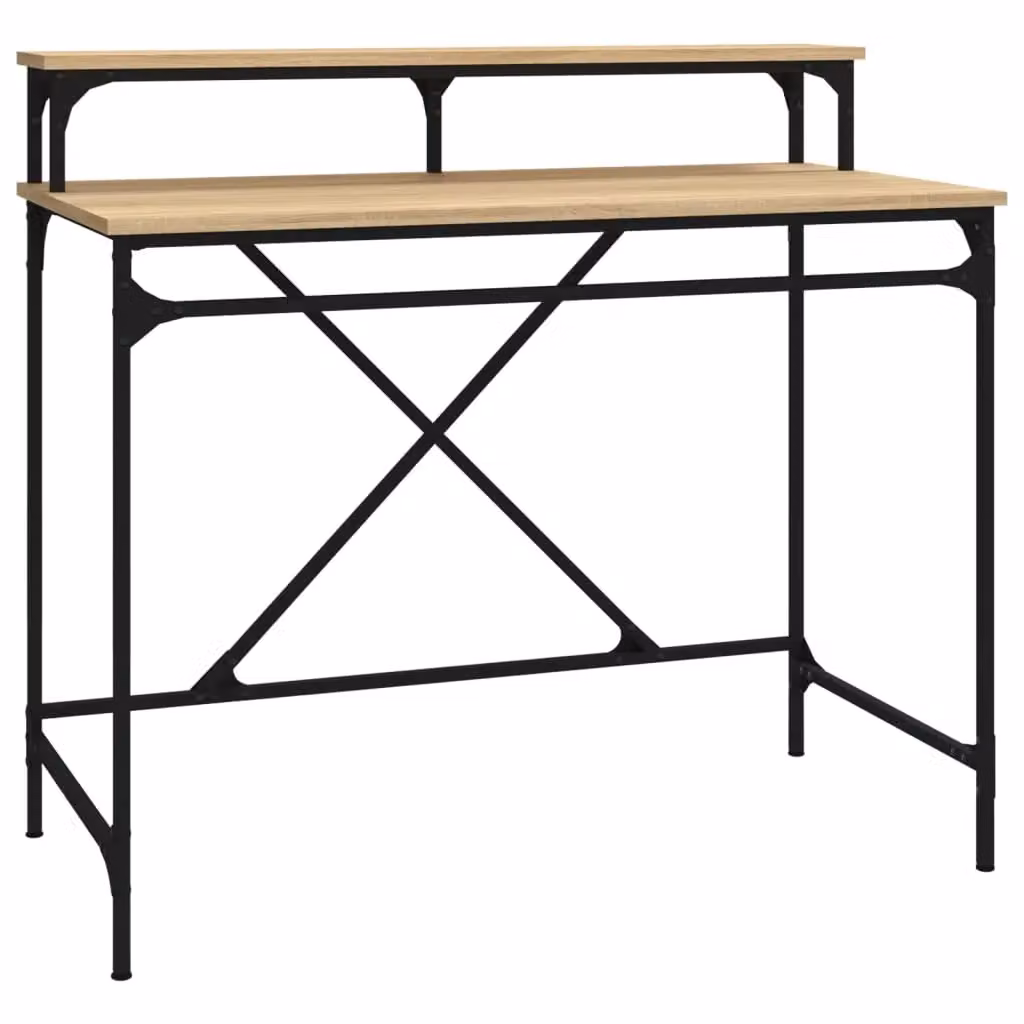 Berkfield Home Computer Desk in Sonoma Oak and Brown, W/D/H: 100 x 50 x 90 cm – 2