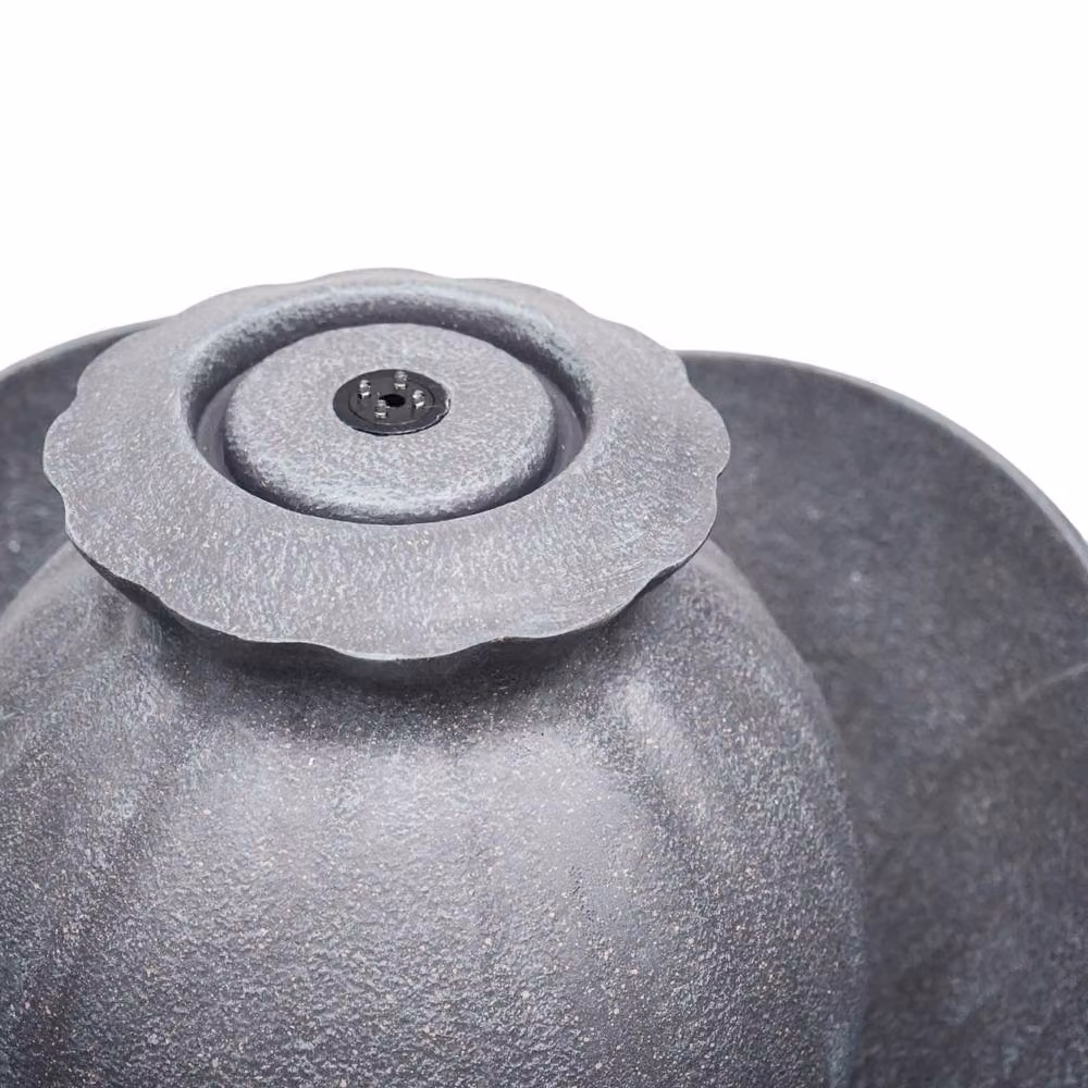 Ivyline Kew Petal Round Tabletop Ceramic Water Feature Fountain in Grey W/D/H: 74 x 144 x 44 cm – 3