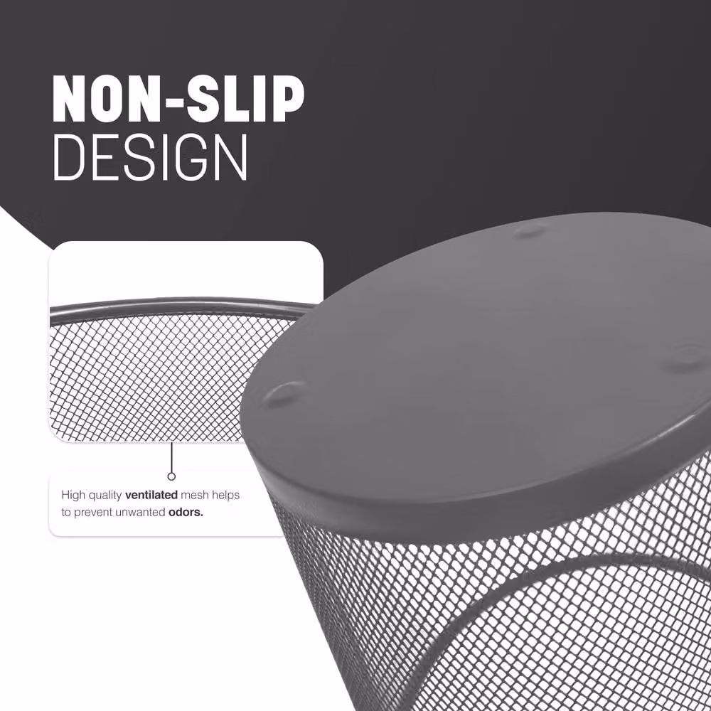 Keplin 2-Pack Round Metal Mesh Waste Paper Bins in Silver – 4