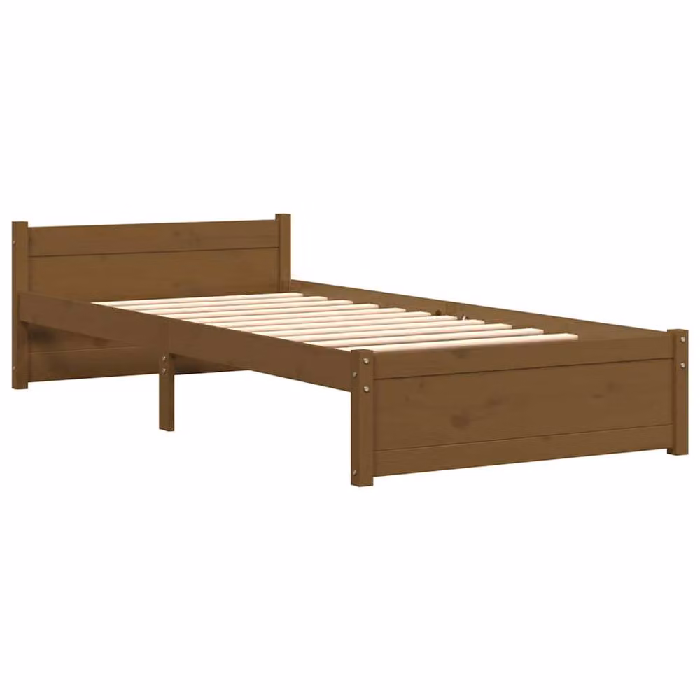 Berkfield Home Small Single Solid Wood Pine Bed Frame, Brown, W: 75 cm, L: 190 cm – 3