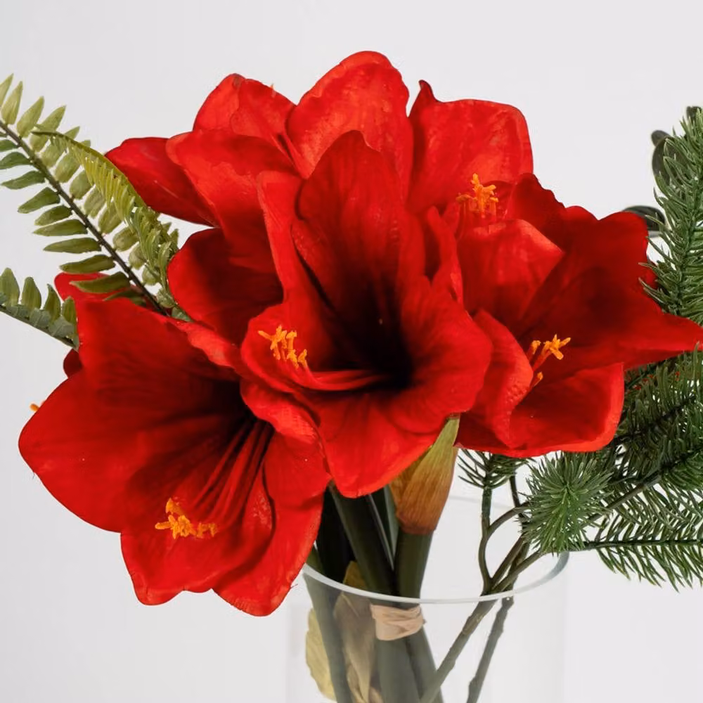 Scottish Everlastings Ltd Red Amaryllis Christmas Tabletop Floral Arrangement – 3