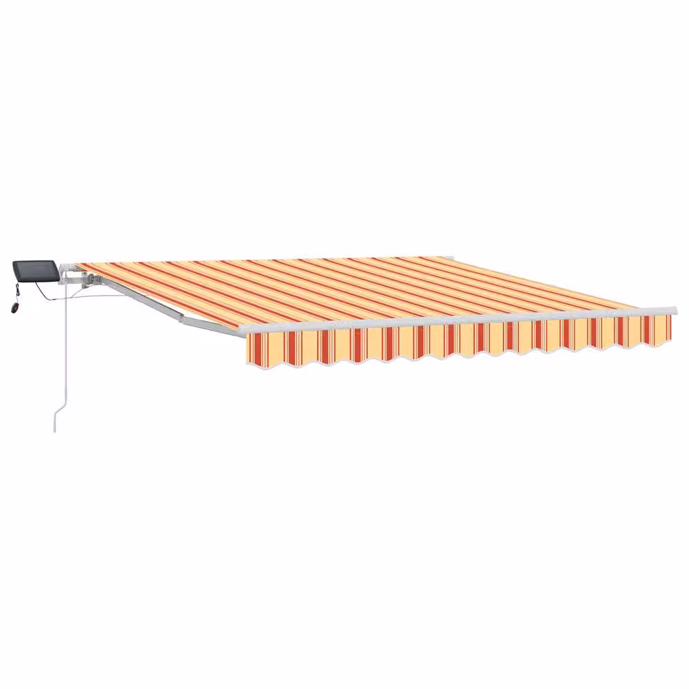 Berkfield Home Manual Retractable Wall-Mounted Awning with LED, Yellow and Orange Striped, W: 350 cm, D: 250 cm – 2