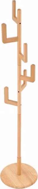 Livingandhome Scandinavian Untreated Wood Post Tree Coat Rack in Brown and Beige