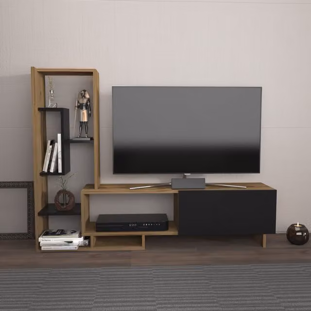Pegai Modern TV Unit in Oud and Black