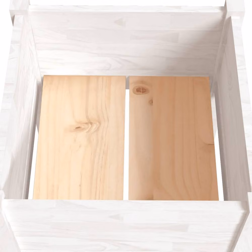 Berkfield Home Garden Planters, 2 Piece Set, White, Solid Pinewood, W/D/H: 50 x 50 x 70 cm – 2