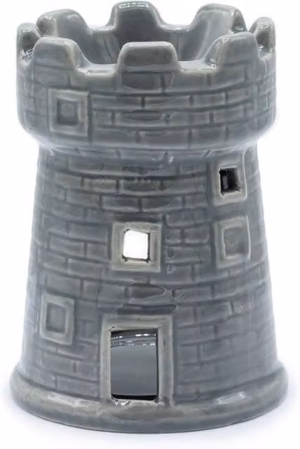 KDMD Grey Castle Ceramic Oil and Wax Melt Warmer Tabletop Decorative Burner