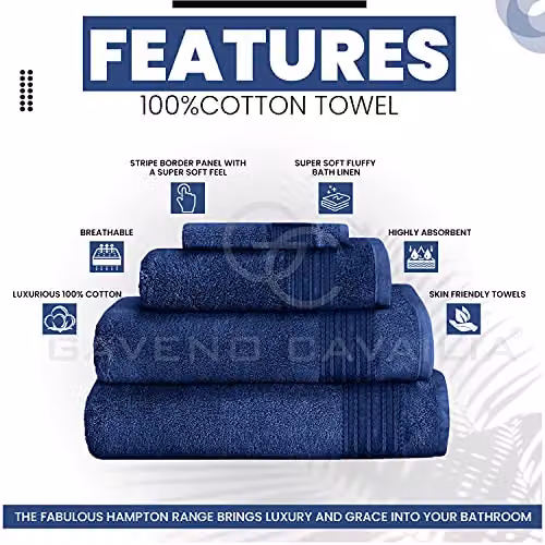 Gaveno Cavailia 4 Pack Extra Large Blue Cotton Bath Sheet Set, 450 GSM, Quick Drying and Fluffy – 2