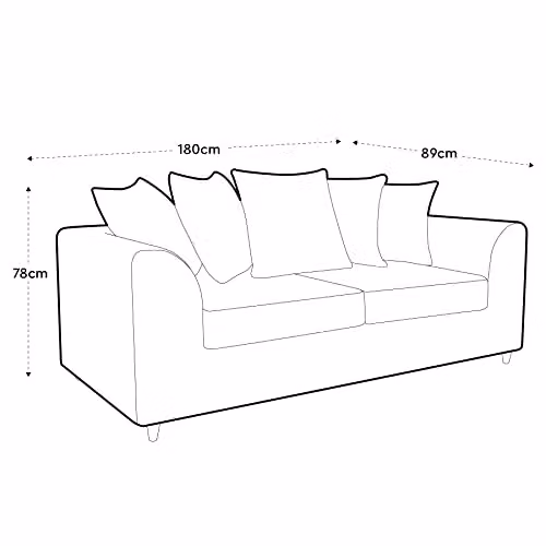 Abakus Direct Chicago 3 Seater Sofa in Dark Blue with Spill-Proof Velvet Fabric, W/D/H: 180 x 89 x 78 cm – 3