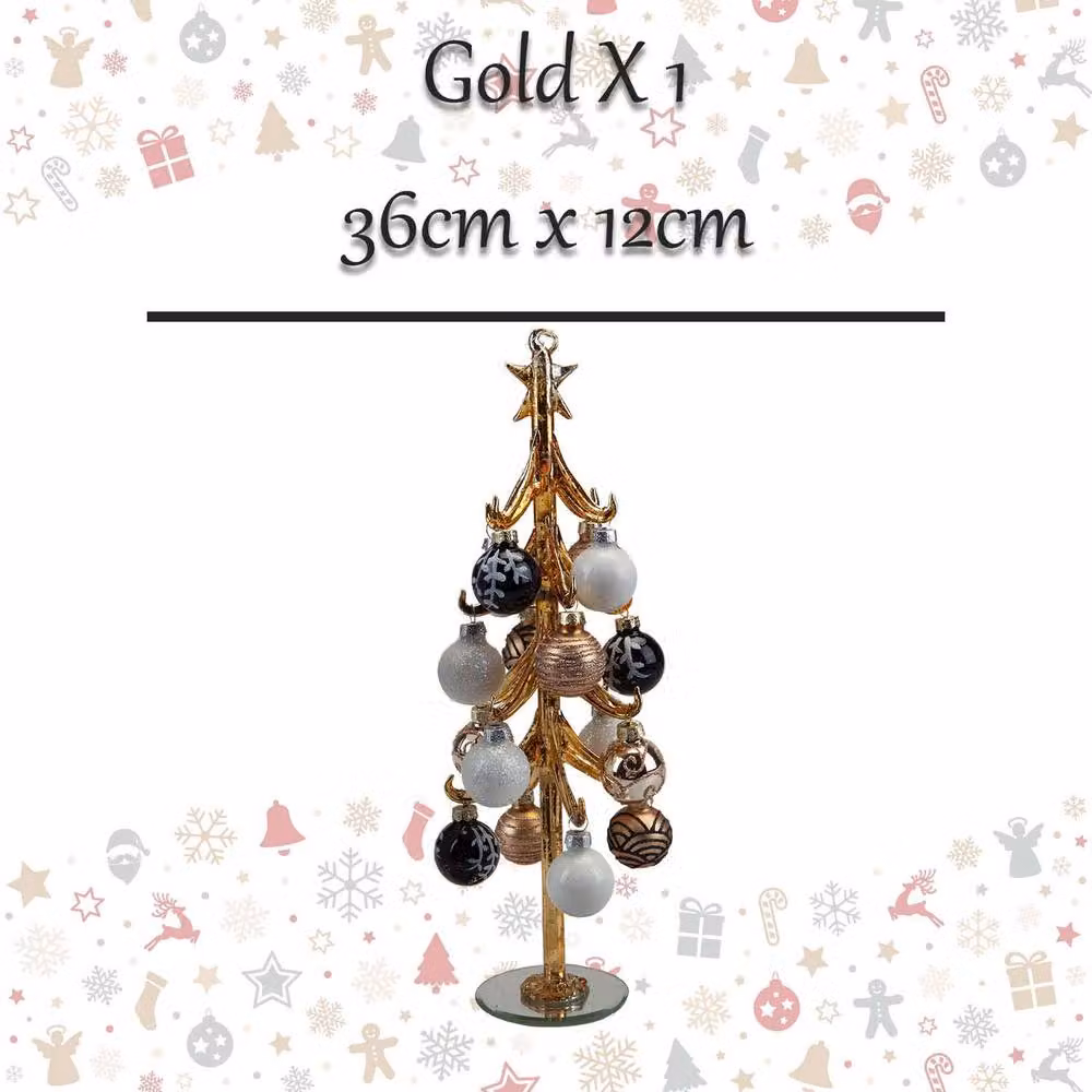 VFM e-Store Gold and Black Abstract Glass Christmas Bauble Hanging Ornament, H 36 cm x W 12 cm x D 12 cm – 2