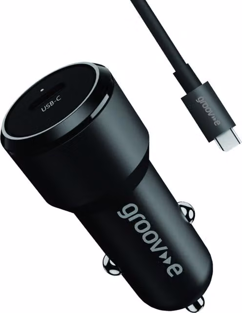 Groov-e 30W USB-C Car Charger with 1m USB-C Cable, Black