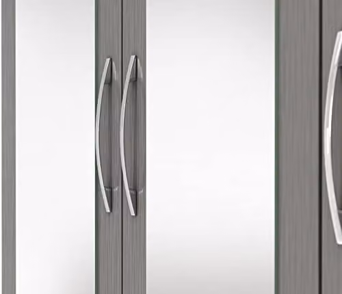 Seconique Nevada Matt Grey 4 Door 2 Drawer Mirrored Wardrobe W/D/H: 183 x 154 x 52 cm – 3