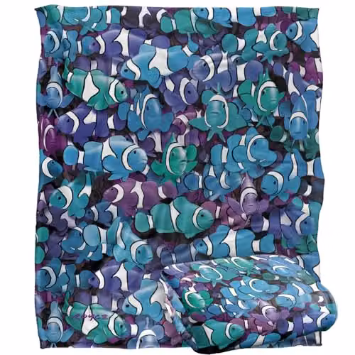 JQ Licensing Royce Mcclure Grape Clown Fish Pattern Super Soft Fleece Throw Blanket, Multicolour, W/D/H: 152 x 127 cm