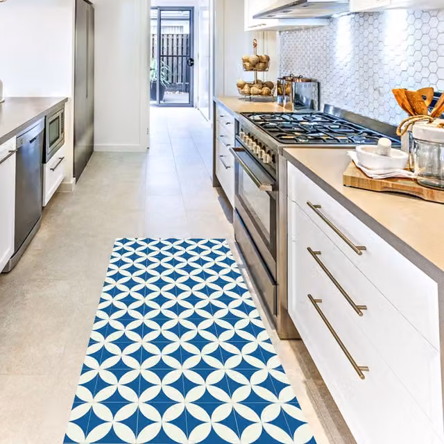 Artsy Mats Hydra Mosaic Vinyl Non-Slip Floor Mat, Multicolour Blue, W: 71 cm, D: 133 cm – 1