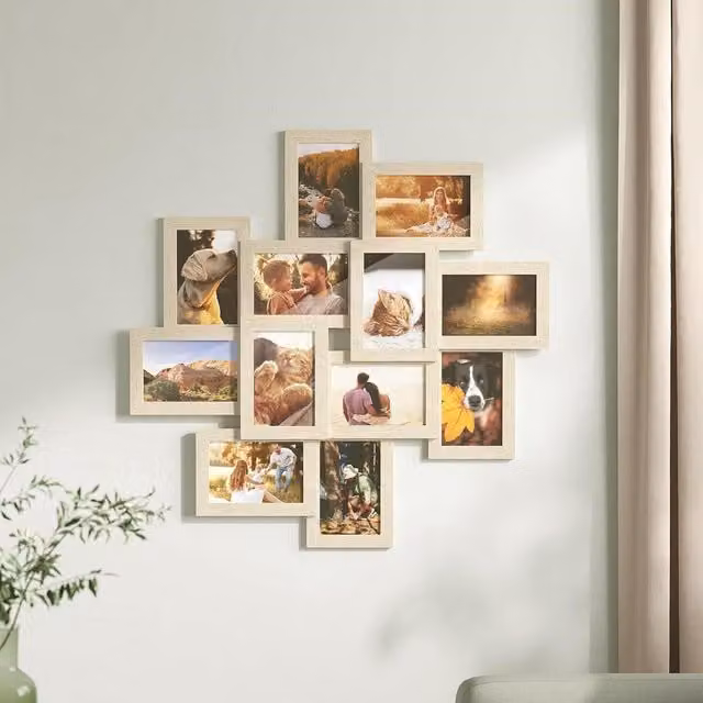 SONGMICS Multi Picture Wall Frame Collection in Sand, Rectangular Design for 10x15 cm Photos