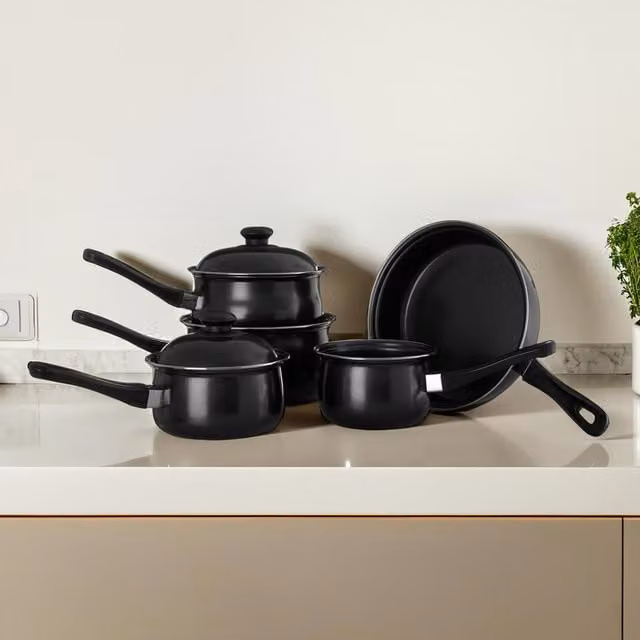 Orsina Viggo 5 Piece Non-Stick Cookware Set in Black and Grey