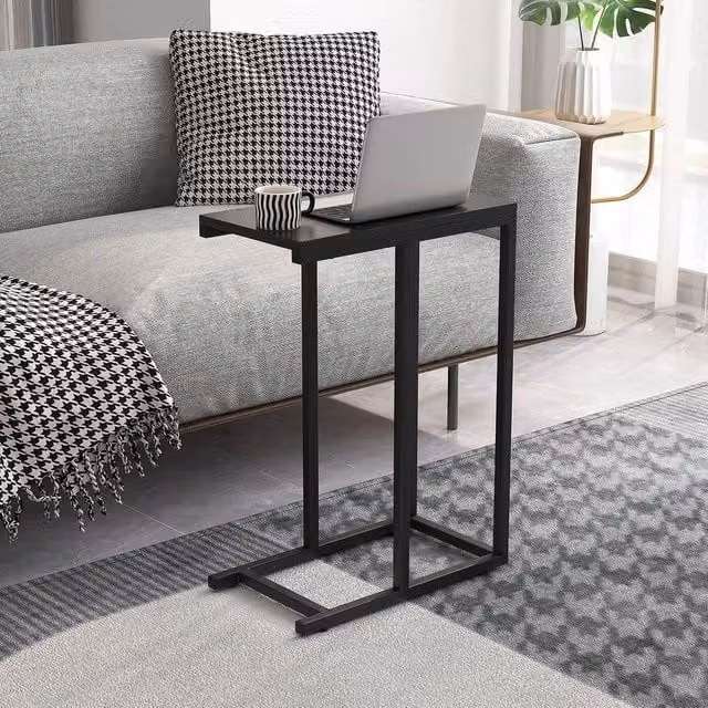 KORVIXA C-Shaped End Table in Black for Bedroom and Living Room – 1