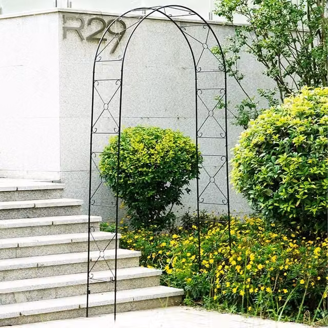 Gr8 Garden Metal Decorative Cross Garden Rose Archway in Black, H: 270 cm x W: 125 cm x D: 37 cm – 1
