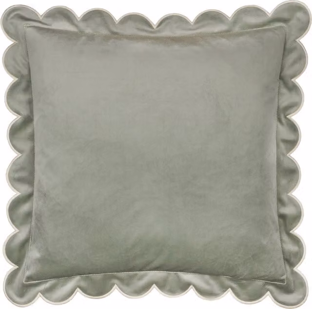 Make It A Home Lil Scallop Square Velvet Cushion in Green