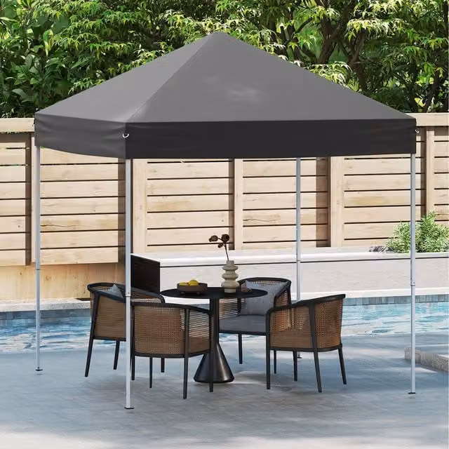 COSTWAY Outdoor Pop-up Canopy Folding Shelter in Grey and Silver with UPF 50+ Polyester and Metal Construction