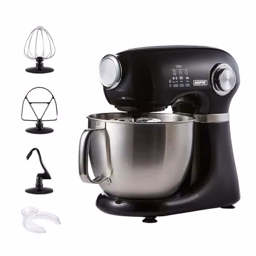 Geepas 1000W Stand Tilt-Head Food Mixer with 5L Stainless Steel Mixing Bowl, 12 Speeds and Pulse Function in Blue or Black