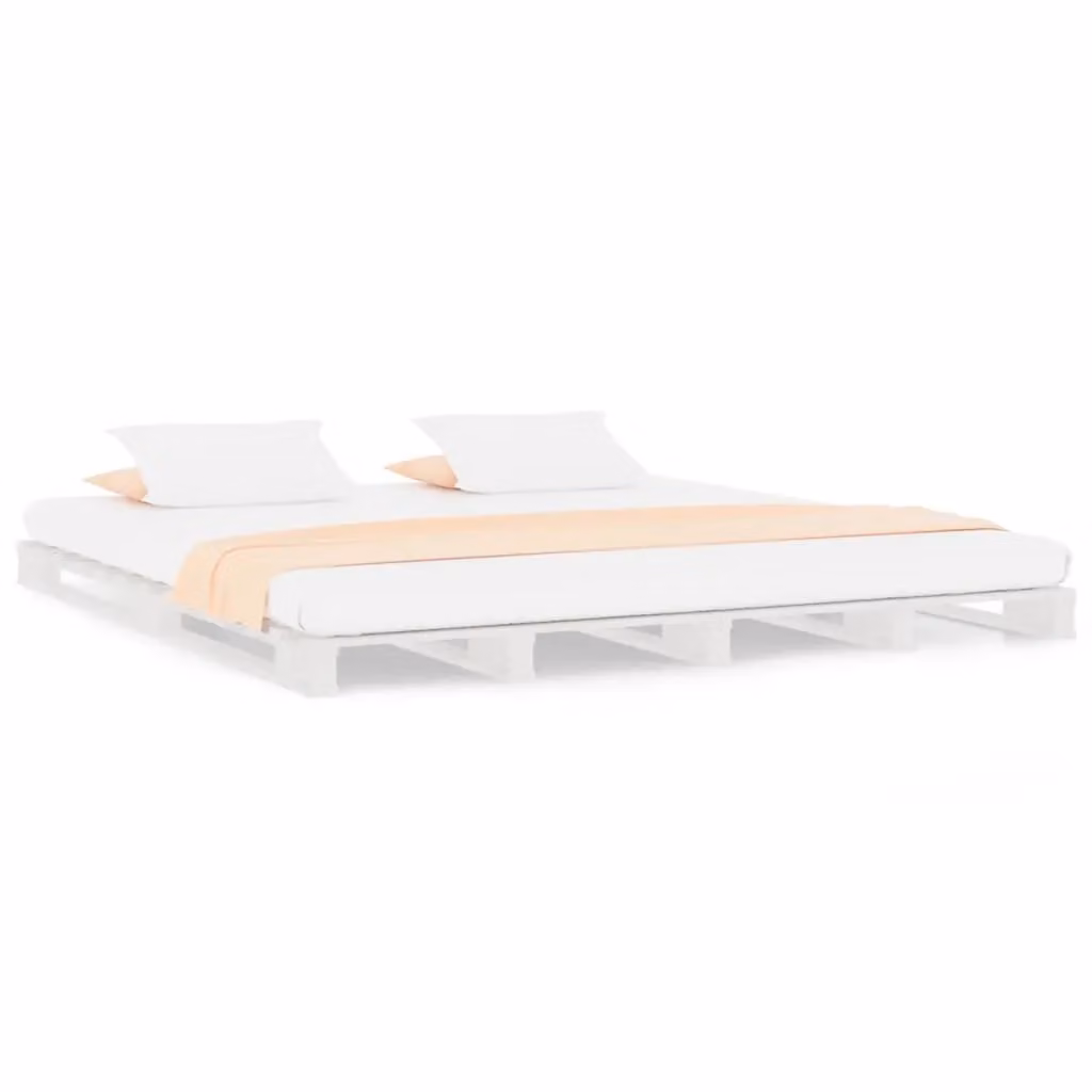 Berkfield Home Pallet Bed in White Solid Pine Wood, W/D/H: 140 x 200 cm – 2