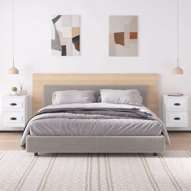 Berkfield Home Elegant Wall-mounted Bedside Cabinets, 2 Piece Set, High Gloss White, W: 41.5 cm, H: 36 cm, D: 53 cm