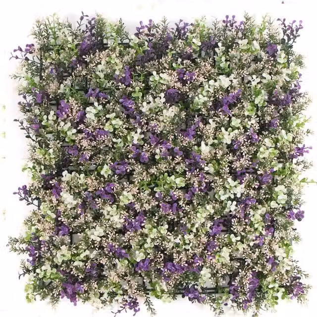Hygrad Built to Survive Artificial Boxwood Topiary Wall-Mounted Hedge in Green and Purple