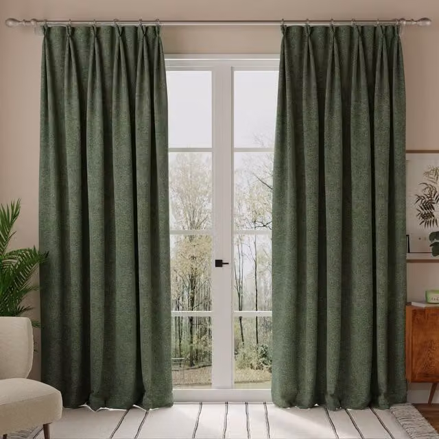 Linda Barker Petal Made to Measure Opaque Fabric Curtain Panel in Green